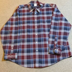 Brooks Brothers Burgundy and Navy Plaid Shirt